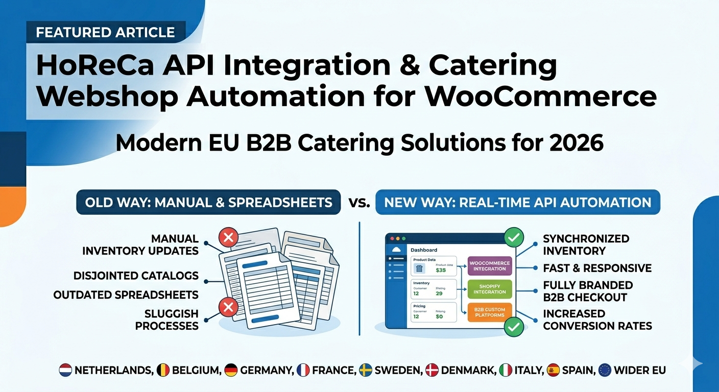 European HoReCa API Integration & Catering Webshop Automation for WooCommerce, Shopify & Custom B2B Platforms